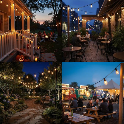 10Ft Outdoor String Lights,Black Edison String Lights with 11 Clear Edison Bulbs (1 Spare) UL Listed,Hanging Lights for Outside Patio Wedding Garden Porch Backyard Party Deck Yard