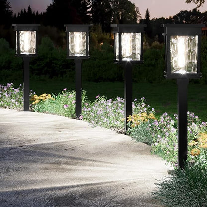 XMCOSY+ Solar Pathway Lights, 50 LM Bright Solar Lights, Garden Outdoor Waterproof Light IP65, 2-in-1 Landscape Lighting, Outdoor Light for Yard, Path, Walkway, Driveway (Warm & Cool)