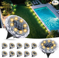 Solar Flat Disk Lights 12-Pack, Waterproof Walkway