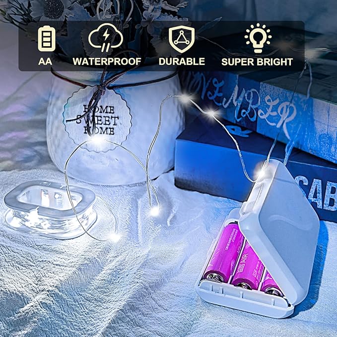 Christmas String Lights, 16ft 50 LED Waterproof Twinkle Lights