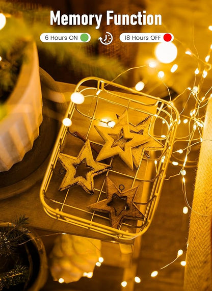 200 LED Christmas Twinkle Lights, 66ft Waterproof for Porch