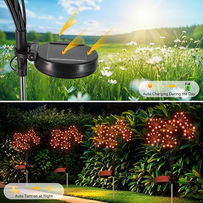 2-Pack Solar Path Lights, Outdoor Yard LED