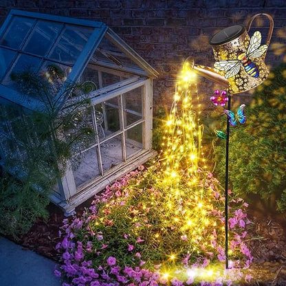 Solar Watering Can with Lights Outdoor Garden, 41in Large Bee Garden Stake Lights, Waterproof Decoration for Yard Lawn Pathway, Gifts for Mom Grandma Women Birthday Gardening Gift