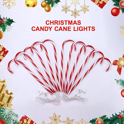 VCOKEN 30'' Christmas Candy Cane Pathway Markers Lights - Set of 10 Christmas Stakes Lights Outdoor Pathway Decorations, Connectable & Light Up Xmas Holiday Party Yard Art Indoor Outdoor Ornament