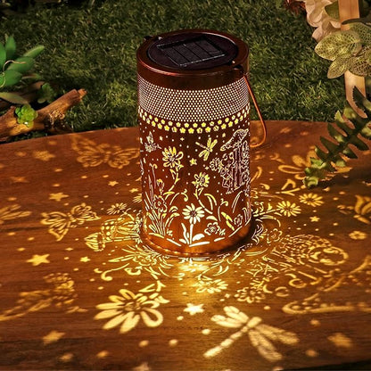 Solar Lantern Outdoor Waterproof, Metal Butterfly, Hummingbirds, Dragonflies, Frogs, Turtles, Flowers, Mushrooms, Garden Decor for Yard, Patio, Lawn, Porch, Backyard, Gifts for Women