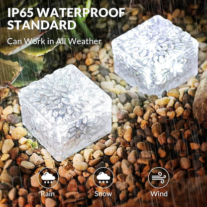 6 Pack Solar Brick Lights Landscape Path Light Garden Decoration Yard Paver Road Lighting Recessed Paver for Garden, Pathway, Patio, Walkway Decor