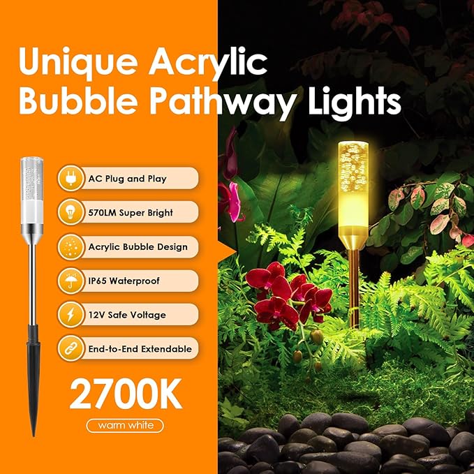6-Pack IP65 Solar Landscape Lights for Walkway