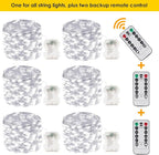 6-Pack 100 LED Christmas Twinkle Lights, 33ft Waterproof for Yard