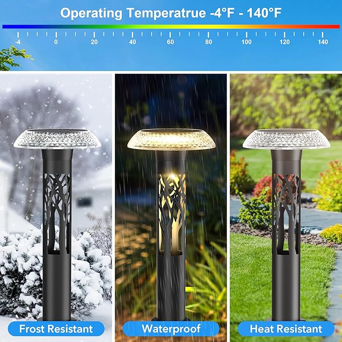 6-Pack Solar Pathway Lights, Waterproof LED Yard Lights