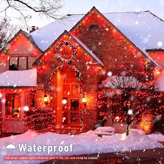 8-Pack Christmas String Lights, 16ft 50 LED Waterproof Twinkle Lights