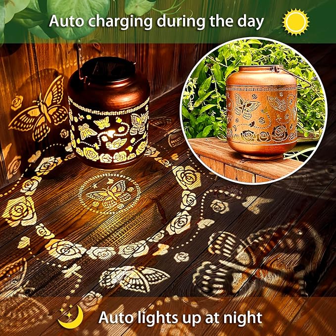 Butterfly Solar Lantern Set, Metal Garden Lighting