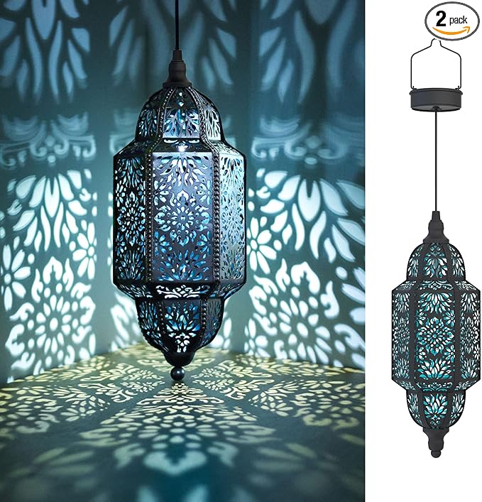 Moroccan Solar Pendant Light 2-Pack, Outdoor