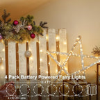 Christmas Backyard String Lights 4-Pack, 4ft 50 LED Waterproof