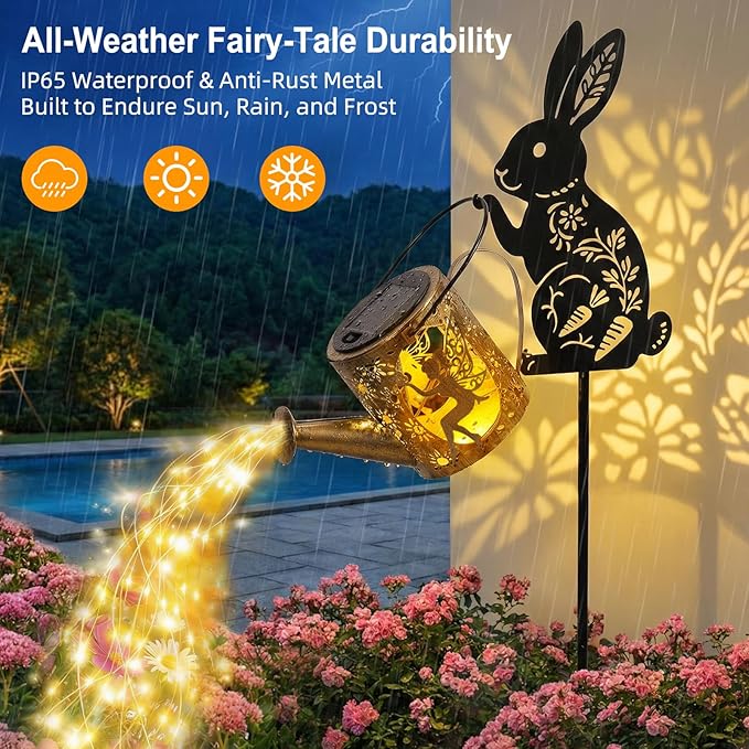 Solar Bunny Garden Statue Light, Outdoor Decor