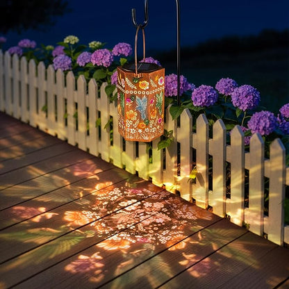 Valentine's Day Gifts for Women - Hummingbird Solar Lanterns Outdoor Waterproof for Mom Mother Grandma Hanging Solar Light Decor for Garden, Patio, Pathway, Yard, Porch (2 Pack)