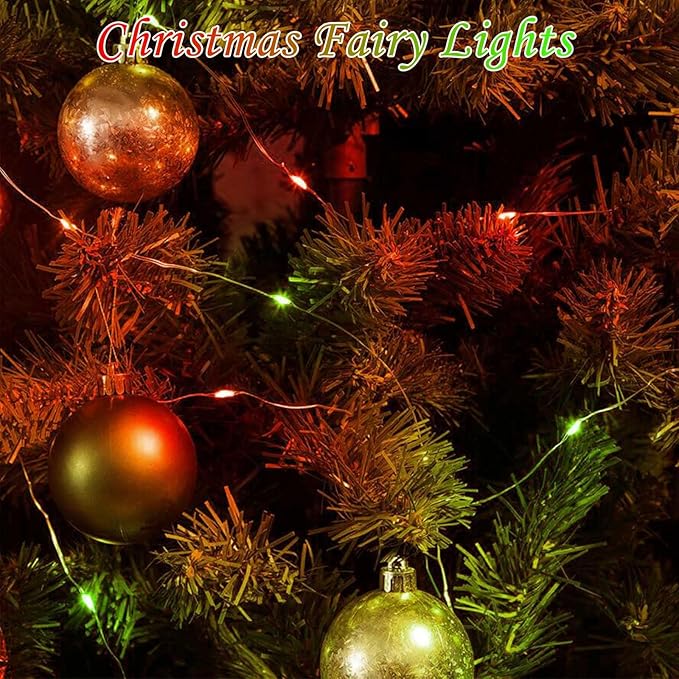 4-Pack 20ft Christmas LED String Lights, Waterproof Timer Lights