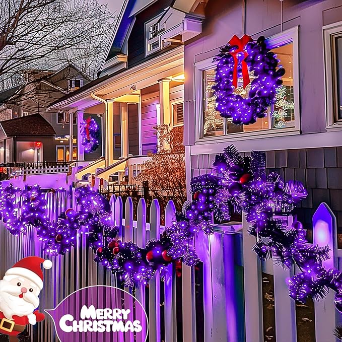 Christmas Porch String Lights 4-Pack, 1ft 50 LED Waterproof