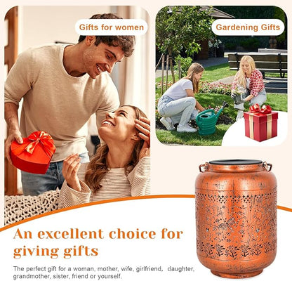 Dragonfly Solar Lanterns Outdoor Waterproof, Birthday Gifts for Women Metal Hanging Solar Lights for Yard Garden Decor Dragonfly Gardening Mothers Day Gifts for Mom Grandma