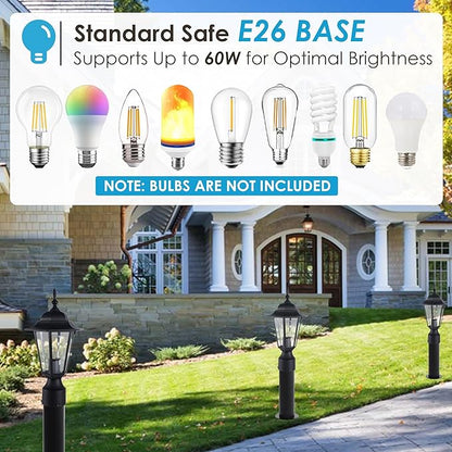 GRUENLICH Outdoor Post Light, Black Waterproof Lamp Post Lights Fxiture, Aluminum Pole Lantern for Outside Yard Pathway Garden, 1 Pack