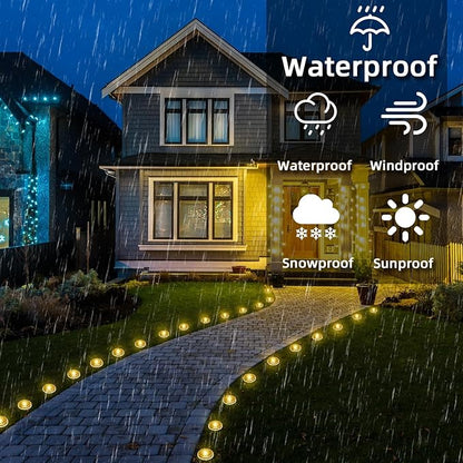 30 LED Solar Ground Lights Outdoor, Waterproof Solar Pathway Lights, LED Landscape Lighting for Garden, Patio, Driveway, Walkway -Warm White