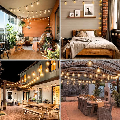 litogo 120FT LED Outdoor String Lights with Dimmer, Waterproof Patio Lights with ST38 Vintage Edison Bulbs, Warm White Outside Hanging Light with Timer for Yard Gazebo Party