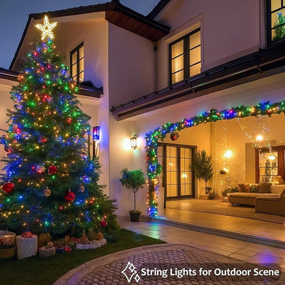 2 Pack Christmas String Lights Battery Operated with Timer, 66FT 200 LED Waterproof Twinkle Lights, 8 Modes Fairy Light for Indoor and Outdoor Bedroom Garland Tree Christmas Decorations (Multicolor)