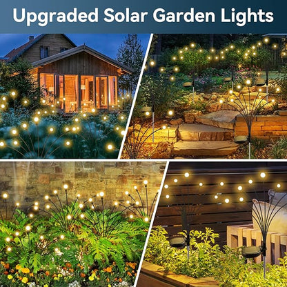 Solar Garden Lights Outdoor Waterproof, 4 Pack 32 LED Swaying Firefly Lights Outdoor Decor Light for Pathway Party Christmas Decoration, Unique Gifts for Women, Warm White