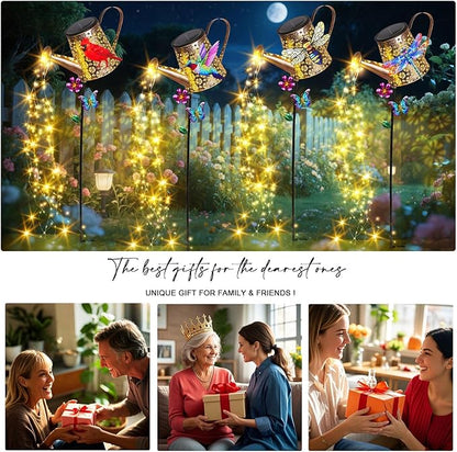 Solar Watering Can with Lights Outdoor Garden, 41in Large Bee Garden Stake Lights, Waterproof Decoration for Yard Lawn Pathway, Gifts for Mom Grandma Women Birthday Gardening Gift