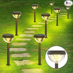 Warm White Solar Pathway Lights 8-Pack, Driveway LED