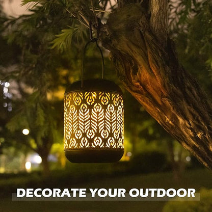 LeiDrail Solar Lantern Outdoor Hanging Lanterns Garden Metal Decorative Light Warm White LED Waterproof Landscape Lighting for Table Pathway Party Yard - 2 Pack