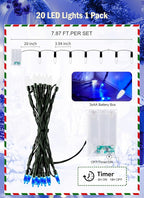 8ft Christmas LED String Lights, Waterproof Timer Lights