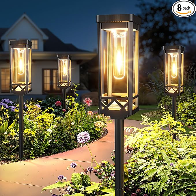 8-Pack Solar Path Lights, Outdoor Walkway LED