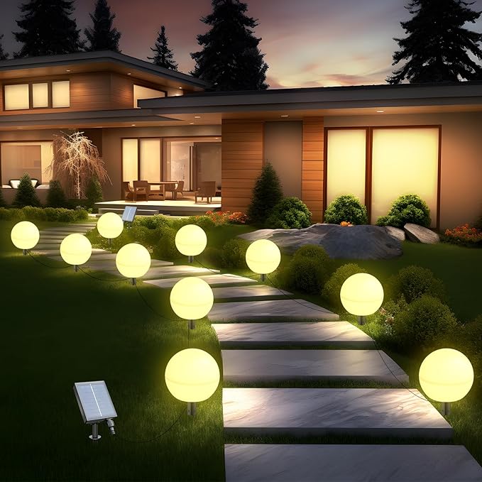 Solar Lights Outdoor Waterproof Decorations, 5 Pack Solar Globe Lights for Outside Color Changing Solar Garden Landscape Lights for Yard Patio Pathway Walkway Wedding Party Decor