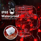 4-Pack Red Patio String Lights, Weatherproof LED