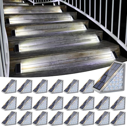 VOLISUN Solar Stair Lights 24 Pack, Solar Step Lights Waterproof IP67, Outdoor Step Light with 13 LEDs, Outdoor Lighting Decor for Yard Stair, Patio, Front Step, Front Porch and Deck(Cool White)
