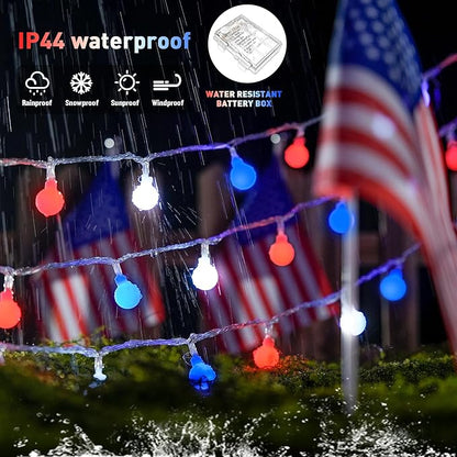 White Porch String Lights, 33ft Weatherproof LED