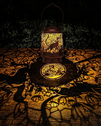 Cat Gifts for Women - Waterproof Outdoor Solar Lanterns Decorative Metal Lights Yard Garden Patio Lawn Balcony Hanging Led Lighting Cats Decor for Animal Lover Mom Grandma Birthday Gift