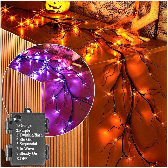 6ft Halloween LED String Lights, Waterproof Timer Lights