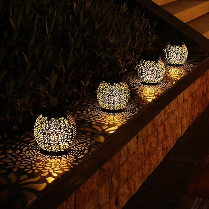 Brizled Solar Lantern Lights, 2 Pack Outdoor LED Hanging Lantern Lights with Star Projection, Warm White Solar Garden Lighting Retro Table Lanterns Light Waterproof for Garden Patio Courtyard Path