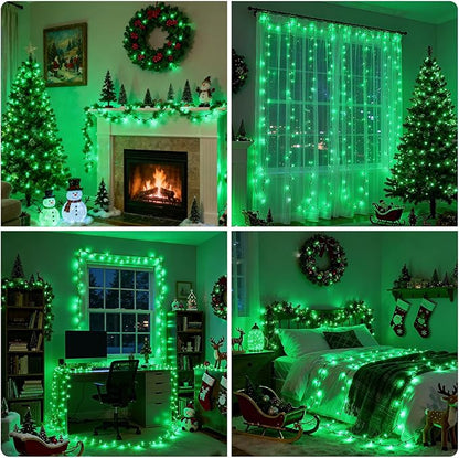 33ft 100 LED Green Battery Operated Christmas Tree Lights 8 Modes String Lights Indoor Outdoor for Christmas Tree Halloween Holiday Party Bedroom Classroom Decoration