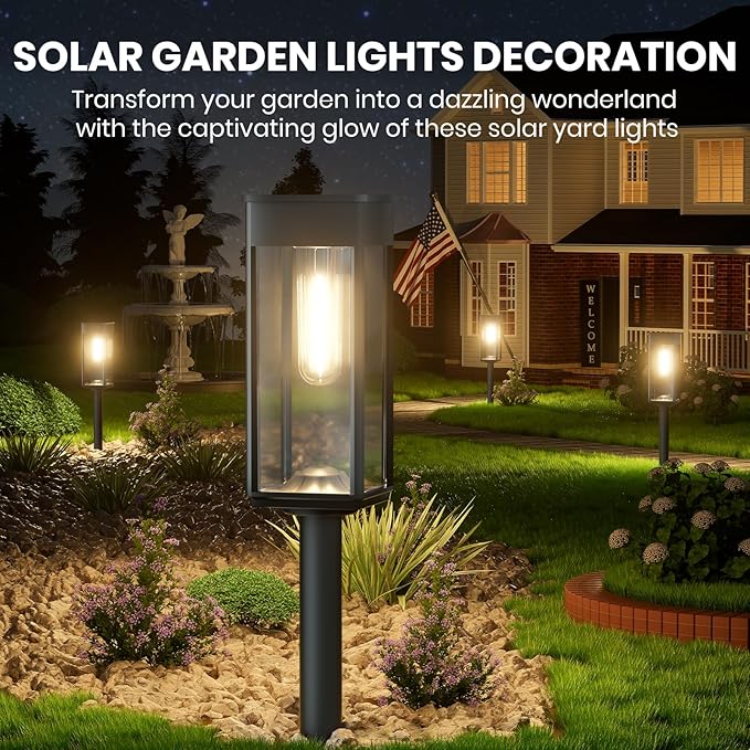 Solar Walkway Path Lights 4-Pack, IP65 Waterproof