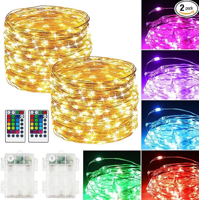 2-Pack 240 LED Christmas Twinkle Lights, 78ft Waterproof for Backyard