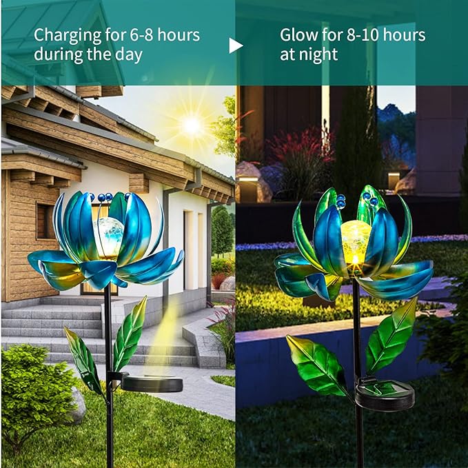 Blue Solar Path Lights, Outdoor Yard LED