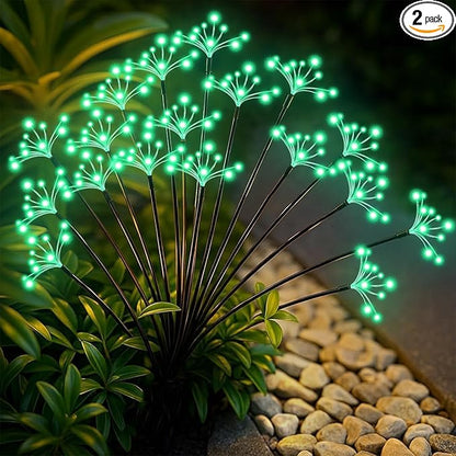 Solar Garden Lights 2 Pack Waterproof Swaying Starburst Light Solar Outdoor Lights for Yard Patio Walkway Pathway Party Wedding Decoration, Unique Gifts for Women, Green