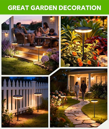LETMY Solar Pathway Lights Outdoor, 8 Pack Durable Metal Solar Path Lights, Auto On/Off Garden Lights Solar Powered, IP65 Waterproof Solar Lights Outdoor for Landscape, Path, Garden, Patio, Driveway