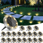 20-Pack Warm White In-Ground Solar Lights, Flat LED Garden