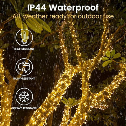 4 Pack Christmas String Lights Battery Operated with Timer, 66FT 200 LED Waterproof Twinkle Lights, 8 Modes Fairy Light for Indoor and Outdoor Bedroom Garland Tree Christmas Decorations (Warm White)