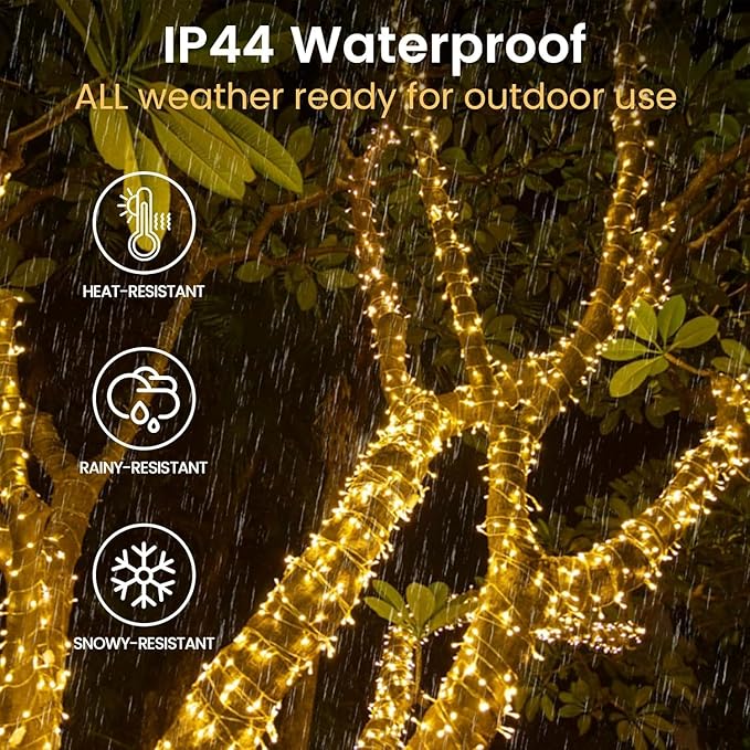 2 Pack Christmas String Lights Battery Operated with Timer, 33FT 100 LED Waterproof Twinkle Lights, 8 Modes Fairy Light for Indoor and Outdoor Bedroom Garland Tree Christmas Decorations (Warm White)