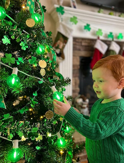 25Ft G40 LED Outdoor Globe String Lights, Outdoor St. Patrick's Day Decorations Lights with 27 Shatterproof Green Bulbs, Hanging Patio Light Waterproof for Irish-themed Party Backyard Garden Wedding