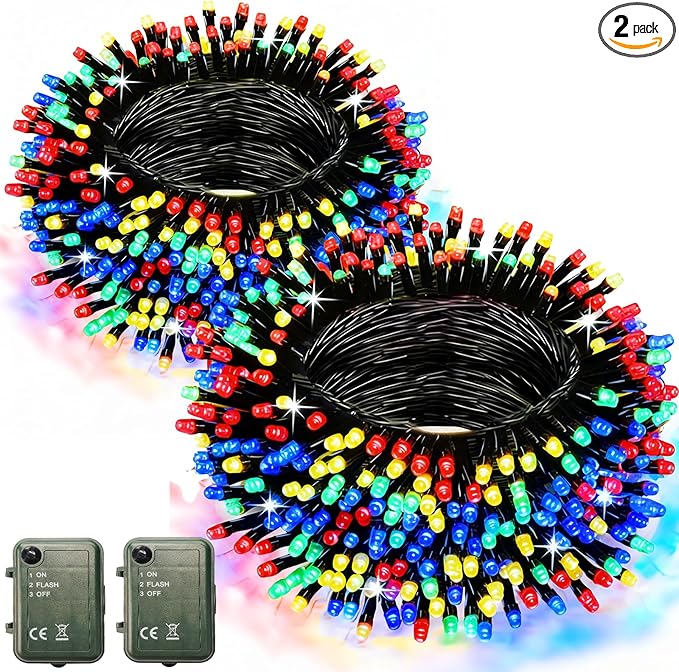 Christmas Fairy Lights 2-Pack, 6ft 200 LED Battery Twinkle Lights